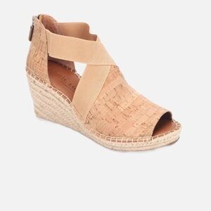 Gentle Souls Charli Cork Peep Toe Wedge Sandals Size 6